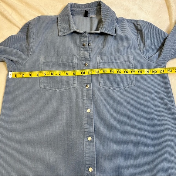 H&M - Divided | Corduroy Button Down Shacket | Baby Blue | Size Small - Picture 5 of 7